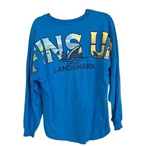 Spirit Jersey Long Sleeve T-Shirt Men's Small FINS UP Landshark Pool Blue Unisex